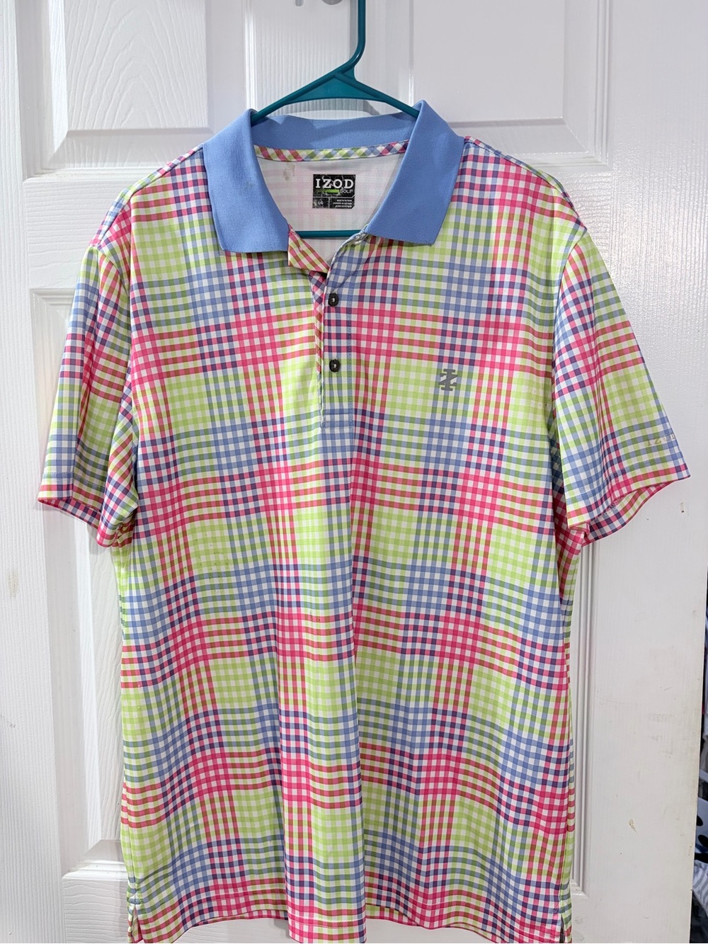 IZOD Golf Multicolor Plaid Performance Polo - Men's Large